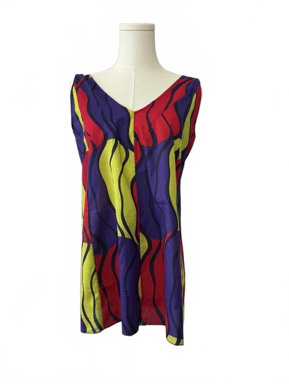 Marni Estate 2009 Multicolor Abstract Print Sleeveless V-Neck Top Size IT 44 NWT